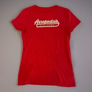 Aeropostale Women's M Red New York Graphic Tee Y2K Crewneck Streetwear
